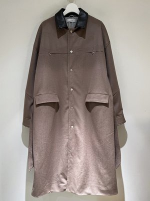 画像1: THE JEAN PIERRE（ジャンピエール） Leather Collar Coat（レザーカラーコート） モカ