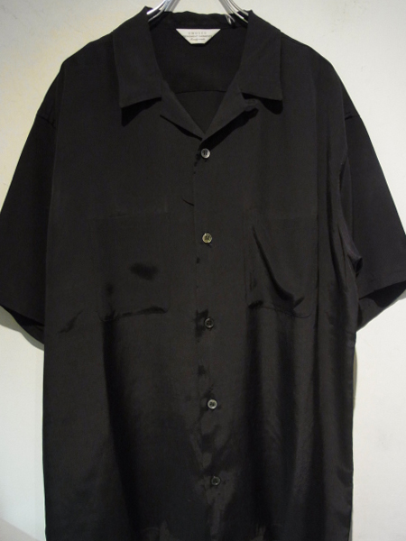 UNUSED（アンユーズド） オープンカラー レーヨンシルクショートスリーブシャツ ブラック - margin