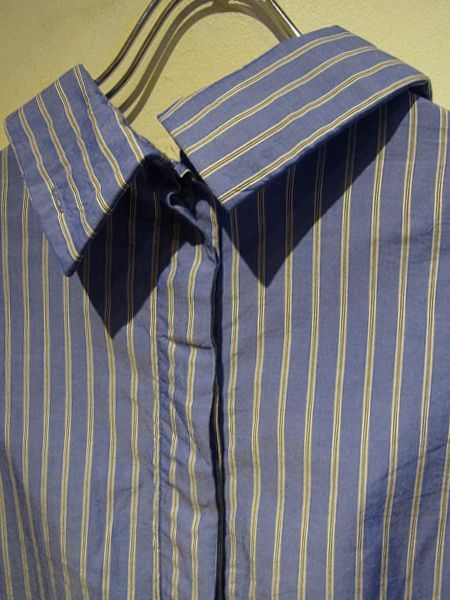 UNUSED（アンユーズド） オーバーサイズ ストライプシャツ ブルー - margin