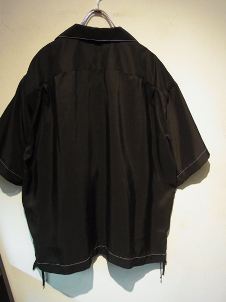 UNUSED（アンユーズド） 100％シルク オープンカラーシャツ ブラック