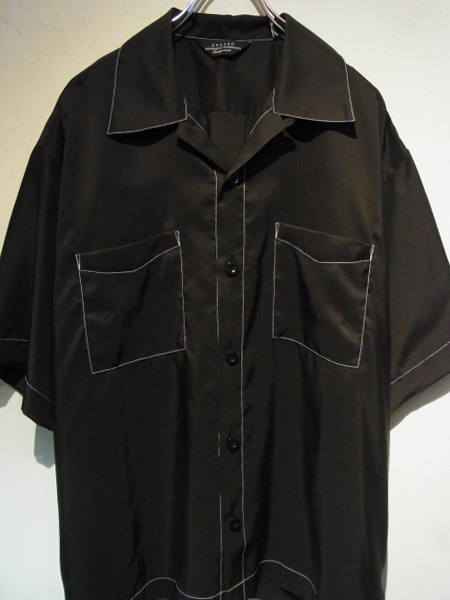 UNUSED（アンユーズド） 100％シルク オープンカラーシャツ ブラック - margin