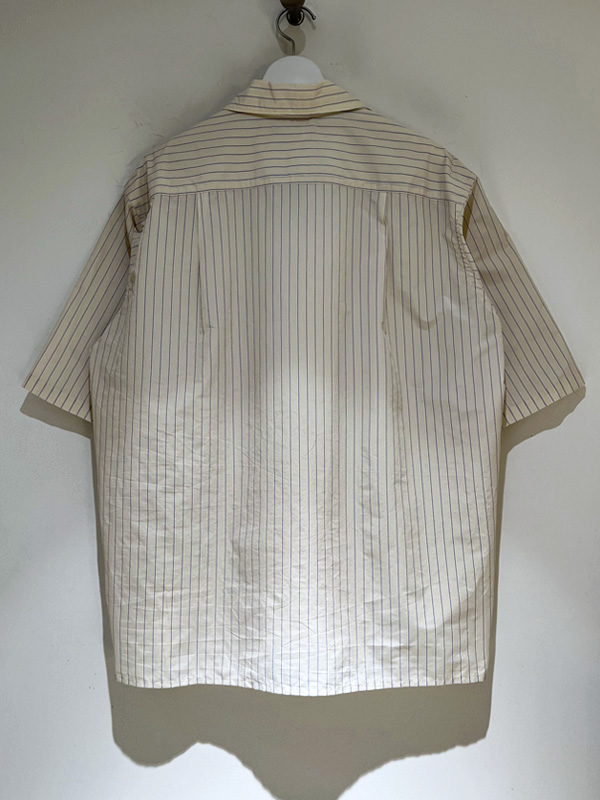 YOKE（ヨーク） Nylon Stripe Open Collar Shirt（ナイロンストライプオープンカラーシャツ） クリーム - margin